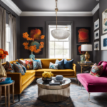 An image showcasing a sleek and vibrant living room with an eclectic mix of warm-colored furniture, bold patterns, and striking metallic accents, demonstrating how gray's reign in home decor is fading away