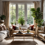 An image showcasing a cozy living room adorned with elegant furniture, vibrant cushions, and decorative plants