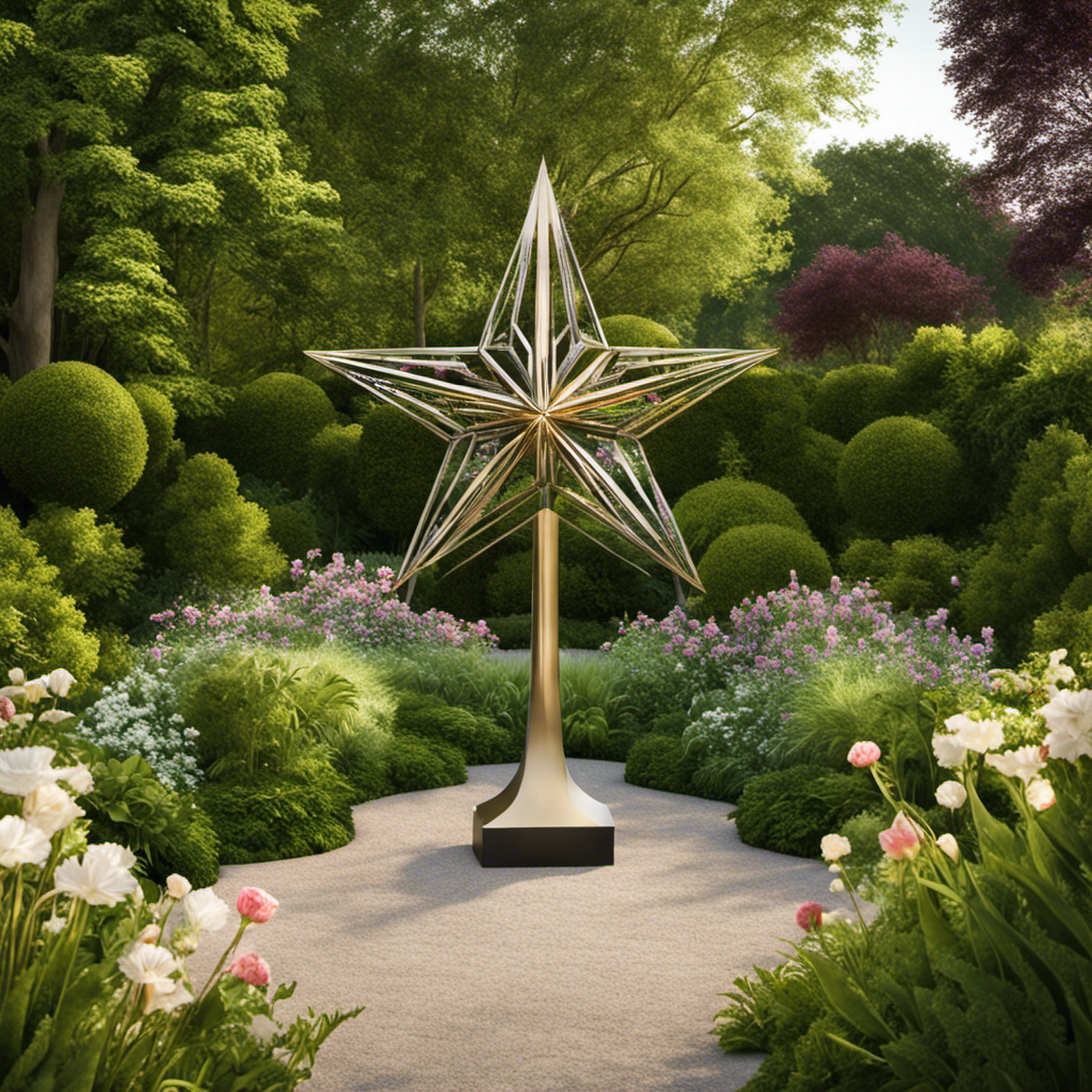 An image that showcases a sprawling garden adorned with a majestic, oversized star sculpture