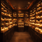 An image showcasing a charming boutique filled with shelves adorned with an exquisite array of decorative candles
