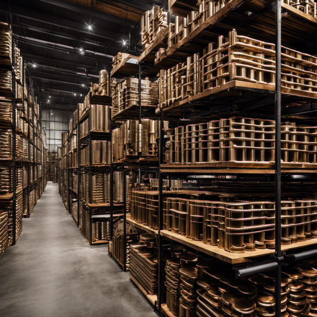 An image showcasing a vast warehouse filled with rows of neatly stacked, gleaming decor pipes in various shapes, sizes, and finishes, inviting readers to explore the ultimate destination for purchasing these exquisite industrial design elements