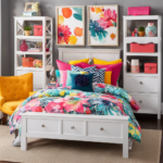 An image showcasing a vibrant, well-organized room with trendy decor and stylish organizers