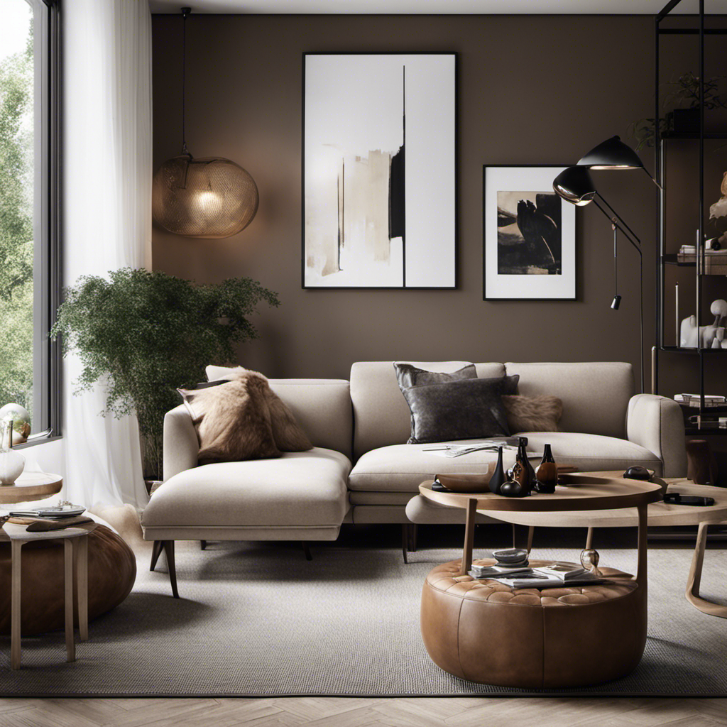 An image showcasing contrasting home decor styles side by side: a sleek and minimalist living room with monochromatic tones, clean lines, and futuristic furniture, juxtaposed with a cozy and rustic space adorned with warm earthy colors, vintage accents, and plush textiles