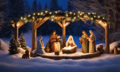 outdoor lighted manger scene