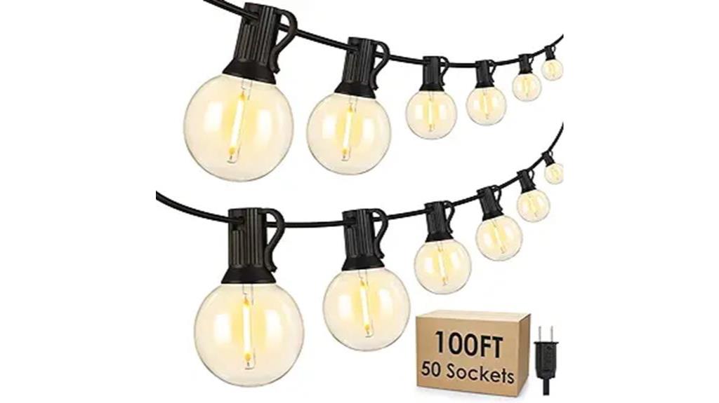 100ft led outdoor string lights with shatterproof bulbs