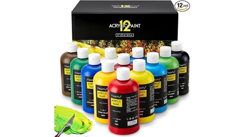 12 rich acrylic paints