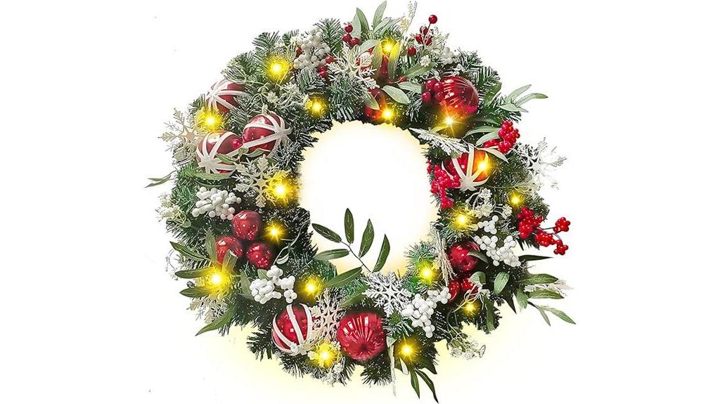 24 inch pre lit christmas wreath