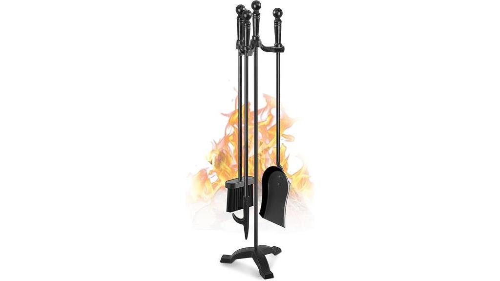 30 inch black wrought iron fireplace tools set