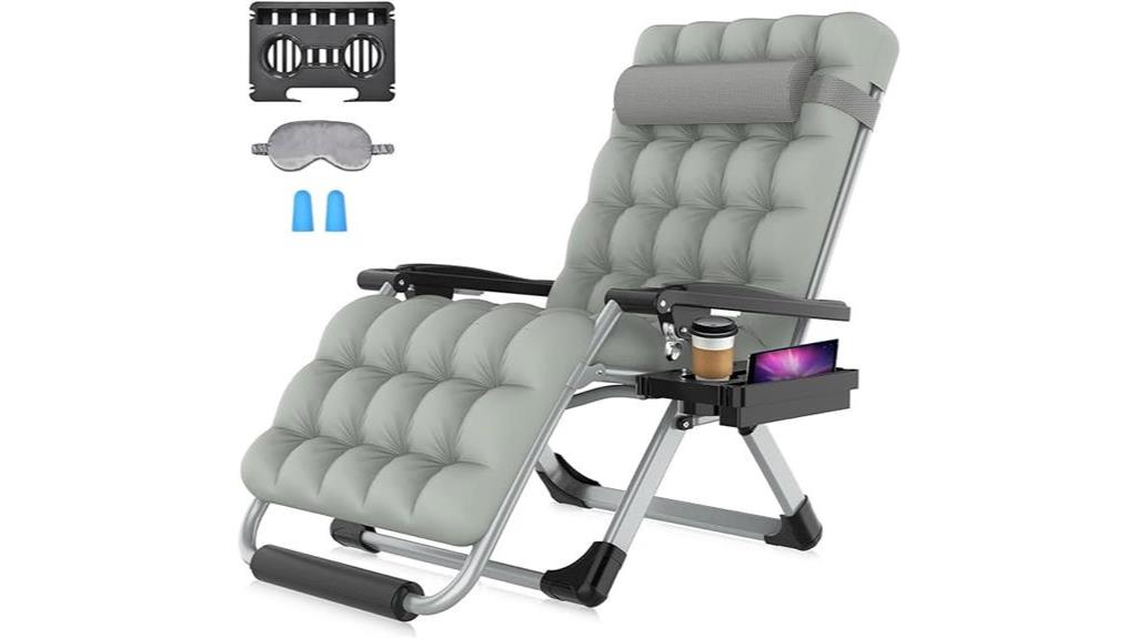 500lbs capacity gray zero gravity chair