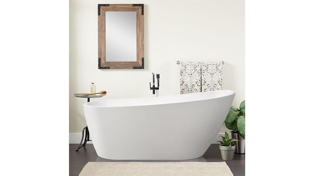 55 x 28 inch white acrylic freestanding bathtub