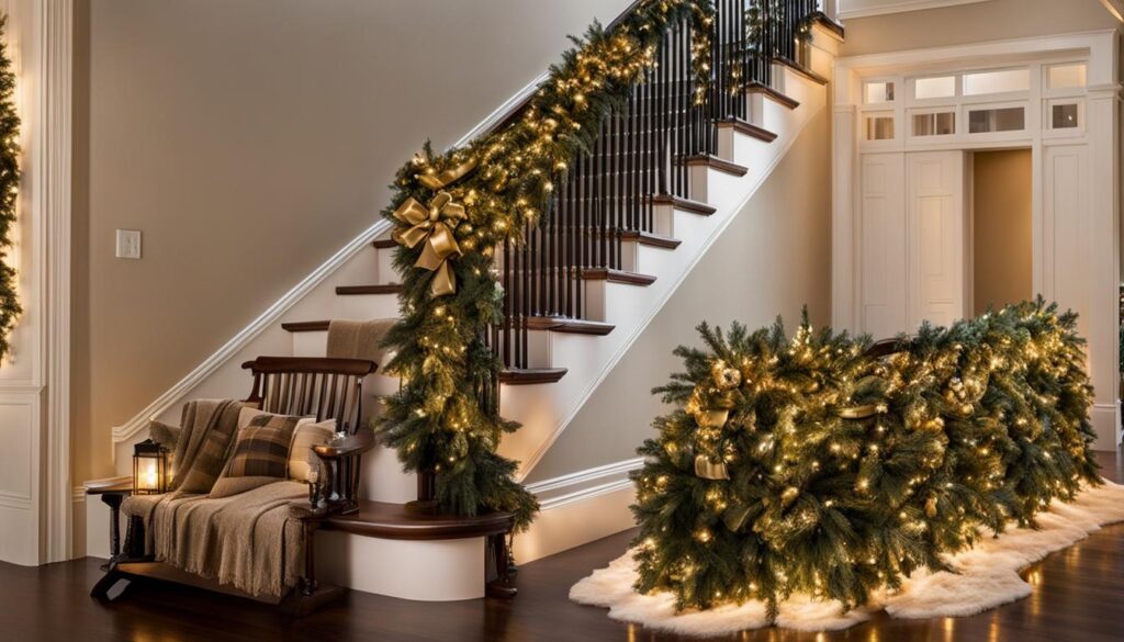 Christmas stair garland lights
