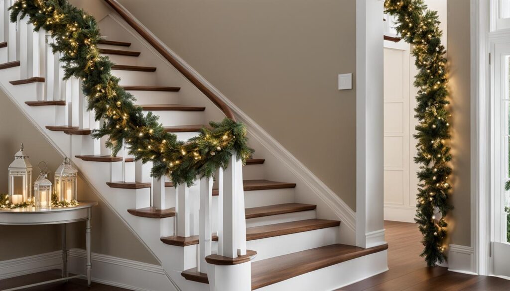 Christmas stair garland lights