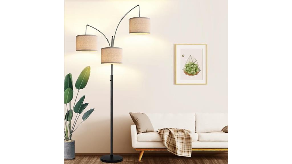 adjustable floor lamp with neutral colored shades