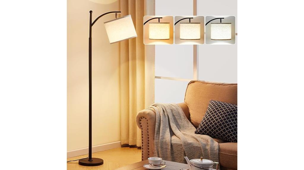 adjustable linen shade floor lamp