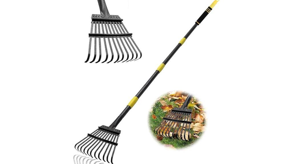 adjustable long handle leaf rakes