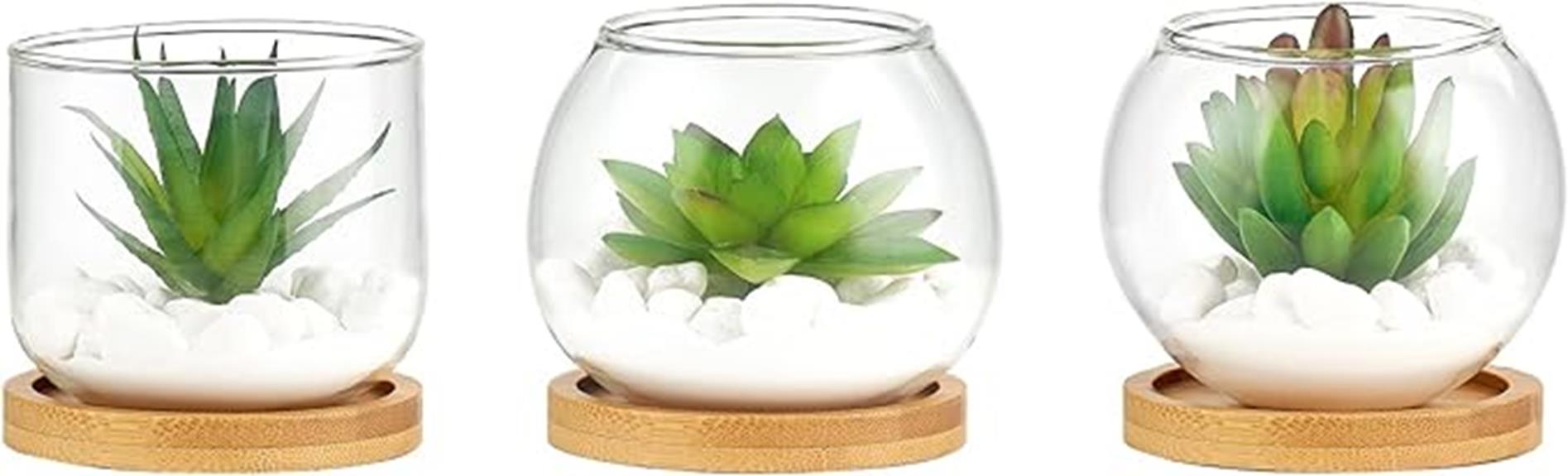 artificial succulents in glass