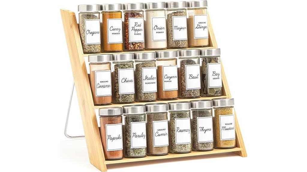 bamboo spice organizer with spices