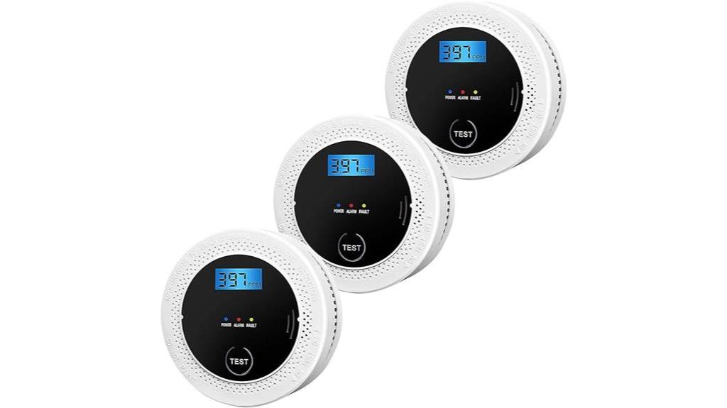 battery powered smoke and carbon monoxide detectors with digital display