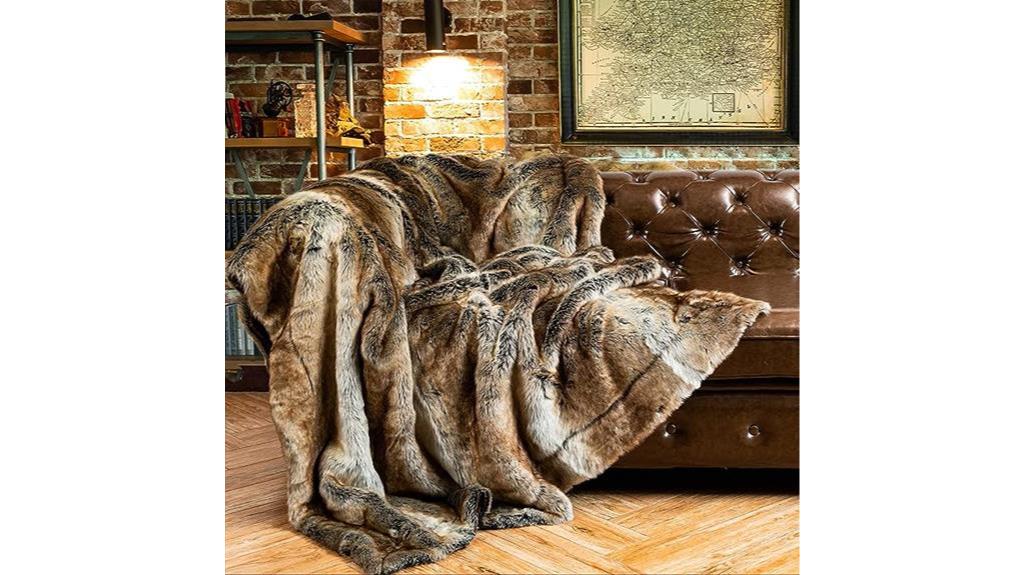 battilo luxury brown faux fur blanket