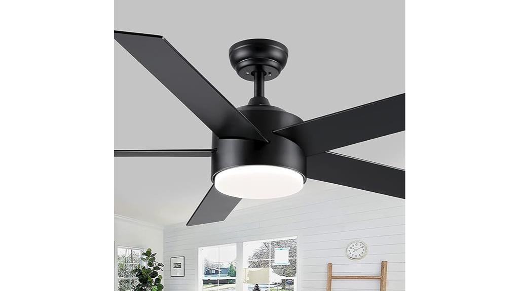 black ceiling fan with lights and remote control