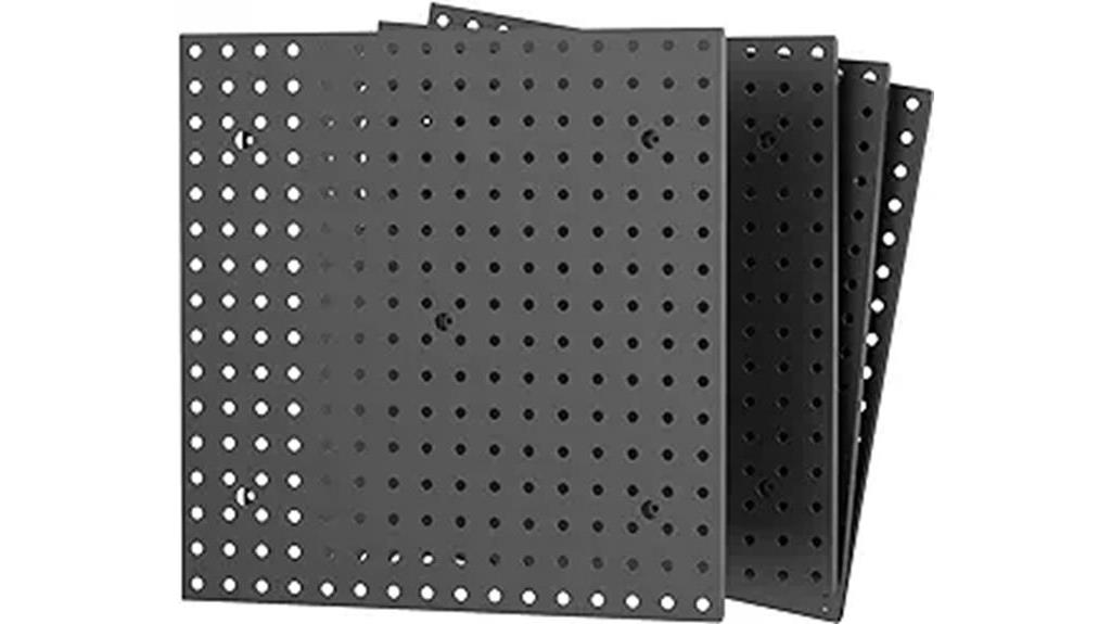 black pegboard panels for storage