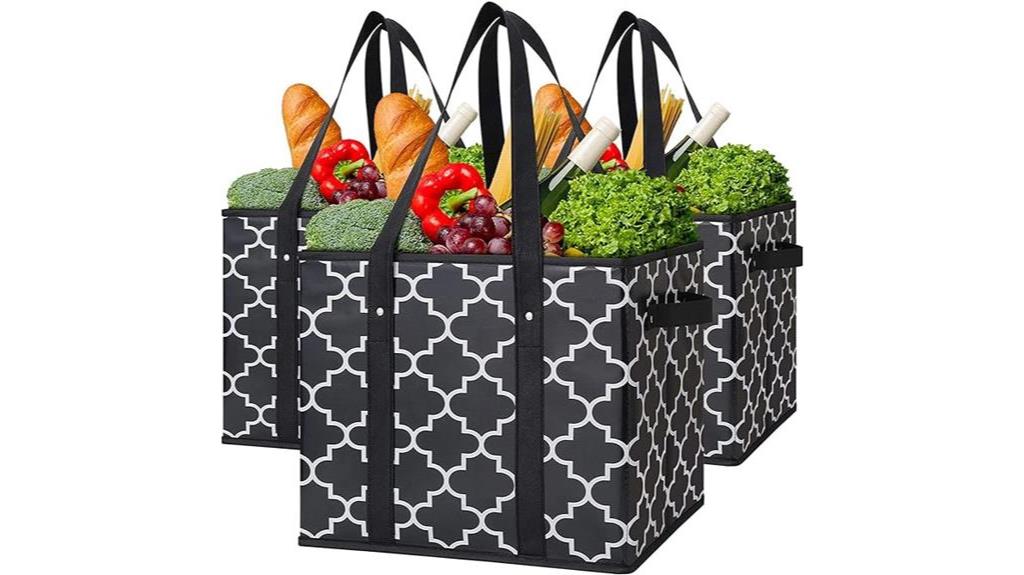 black reusable grocery bags