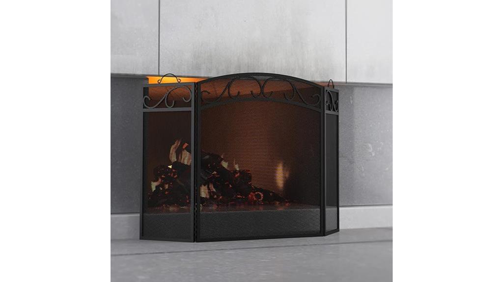 black wrought iron fireplace screen