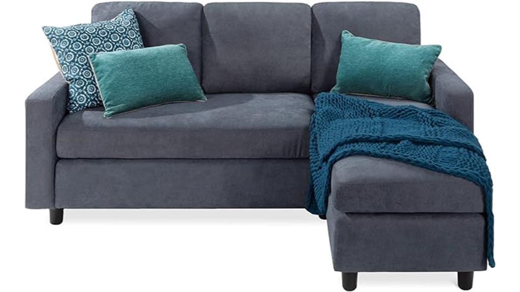 blue gray upholstered sectional sofa