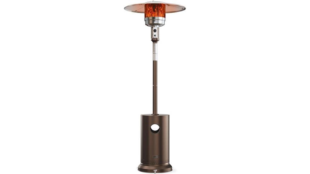 bronze patio heater with table