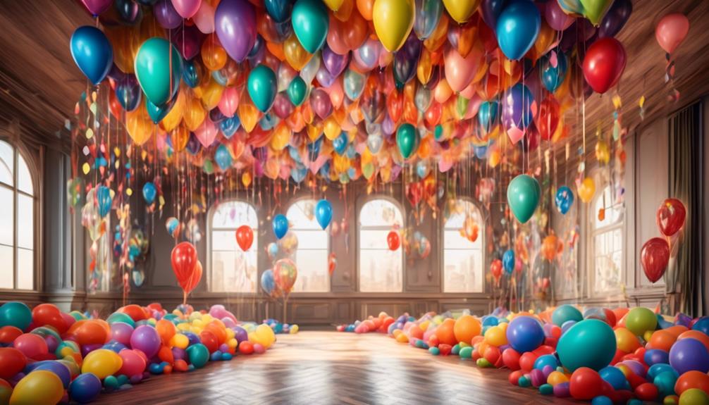 colorful balloons hanging overhead