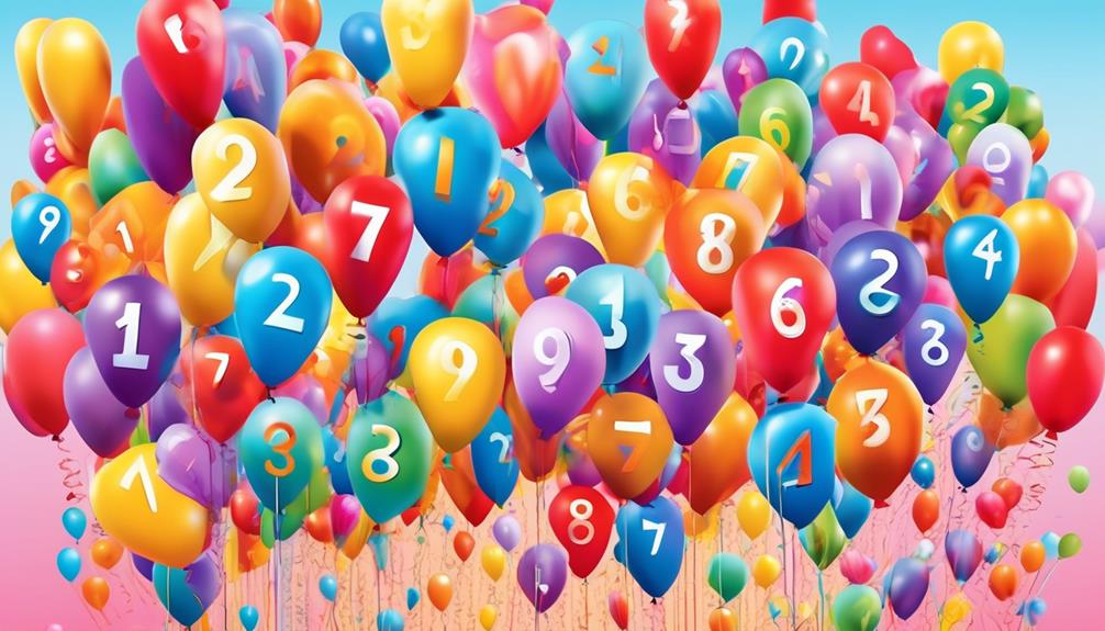 colorful balloons with numbers