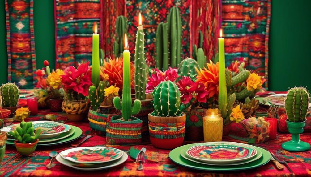 colorful cacti table decor