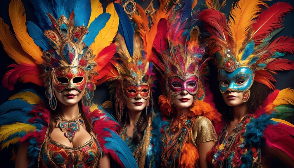 colorful carnival masks and headdresses