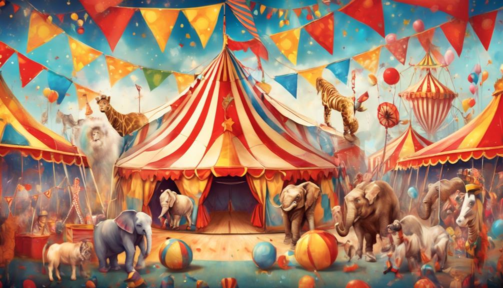 colorful circus with acrobats