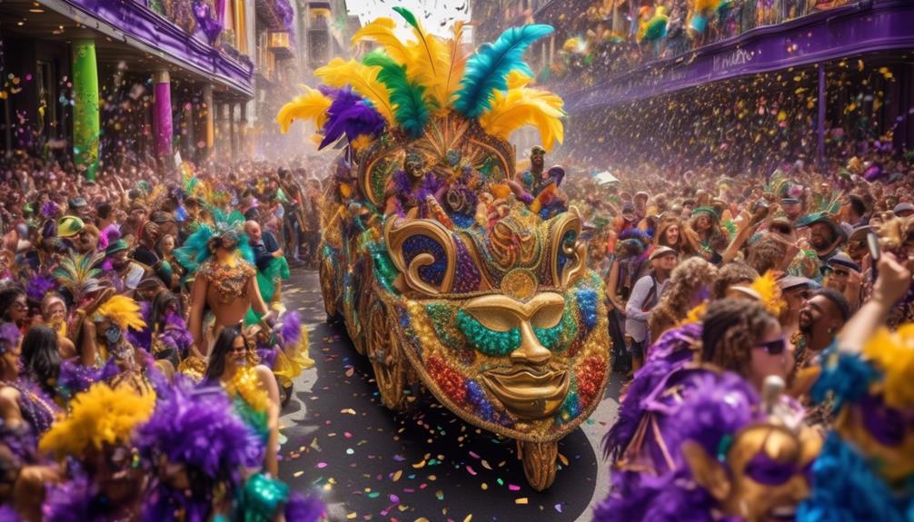 colorful mardi gras procession