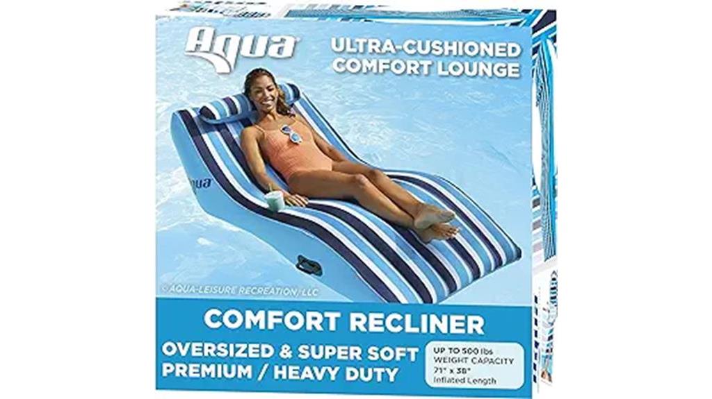 comfortable floating chair with pillow for pool or lake