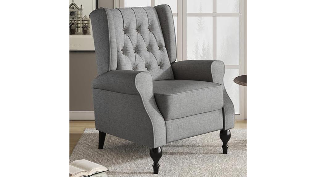 comfortable recliner chair with widened armrest