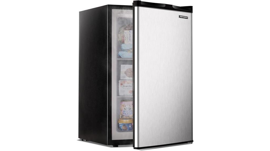 compact silver single door freezer