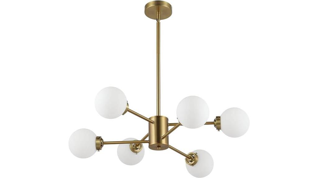 contemporary chandelier with opal glass shade