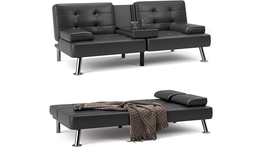convertible black futon sofa