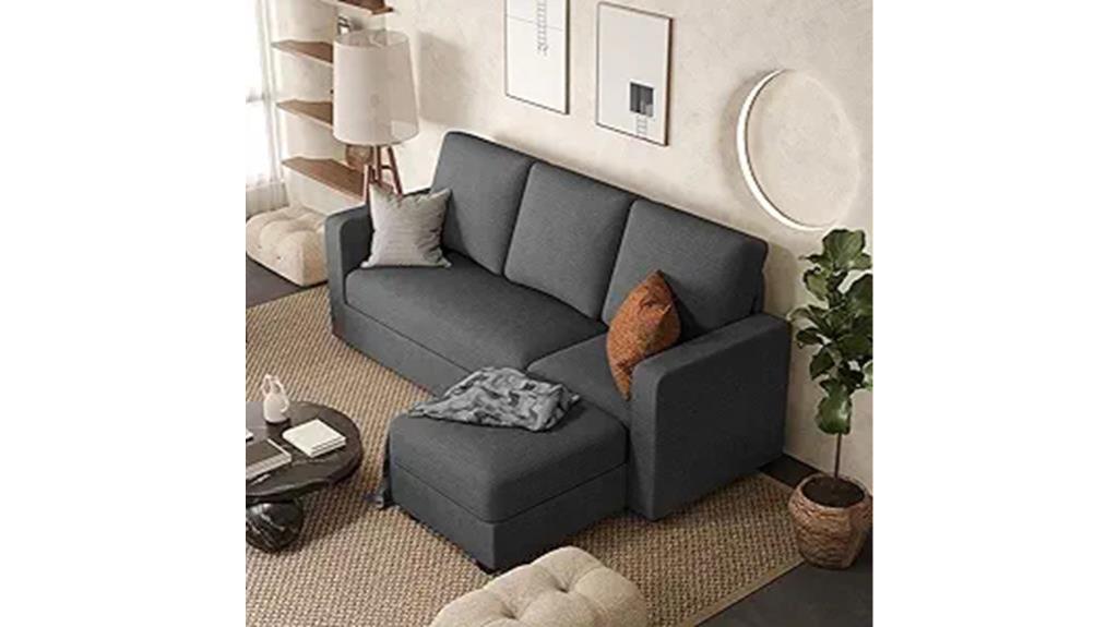convertible dark grey sectional sofa