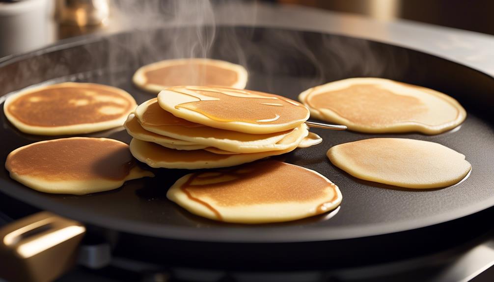 cooking pancakes on griddle