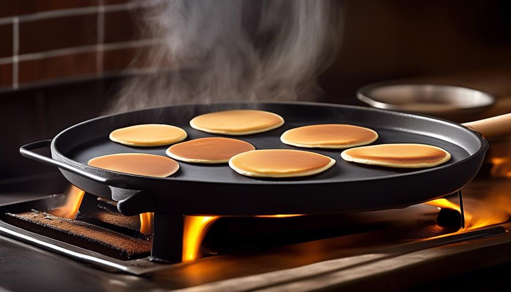 cooking pancakes on griddle