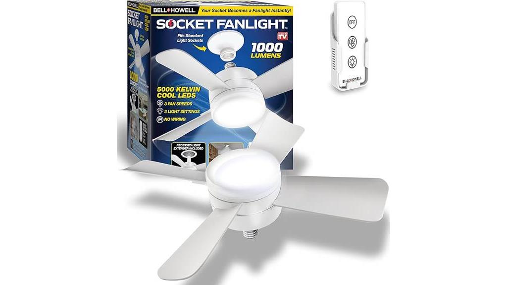 cordless socket fan with led bulb