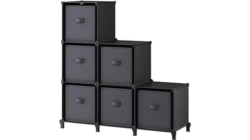 cube storage with collapsible bins