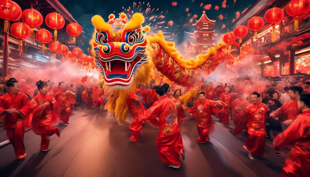 cultural lion and dragon dances