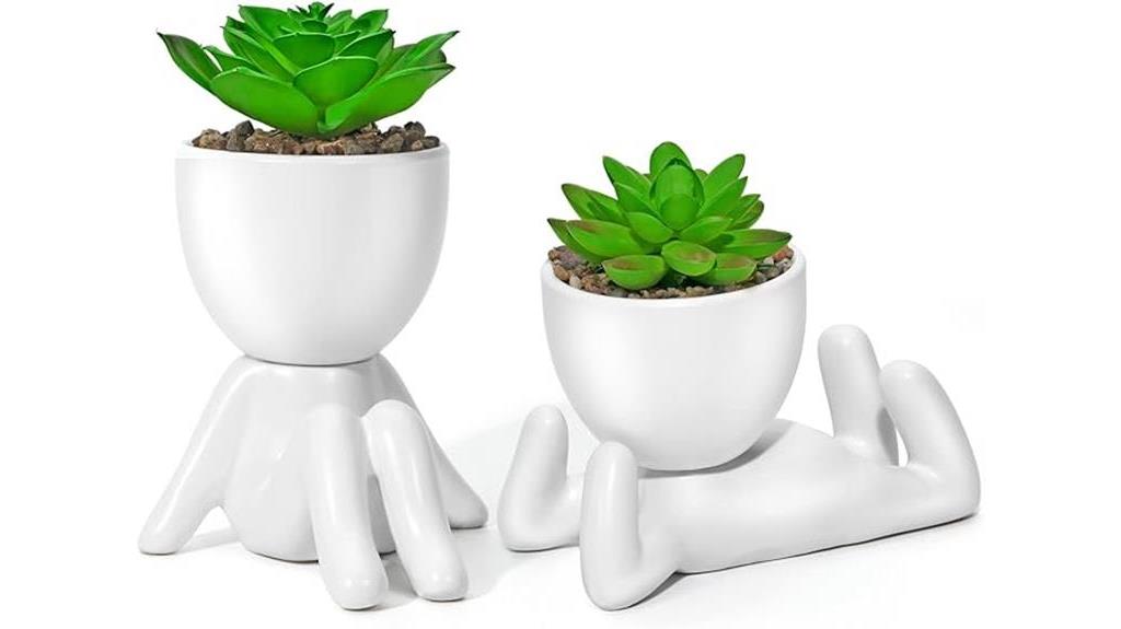 cute fake succulents with ceramic pots