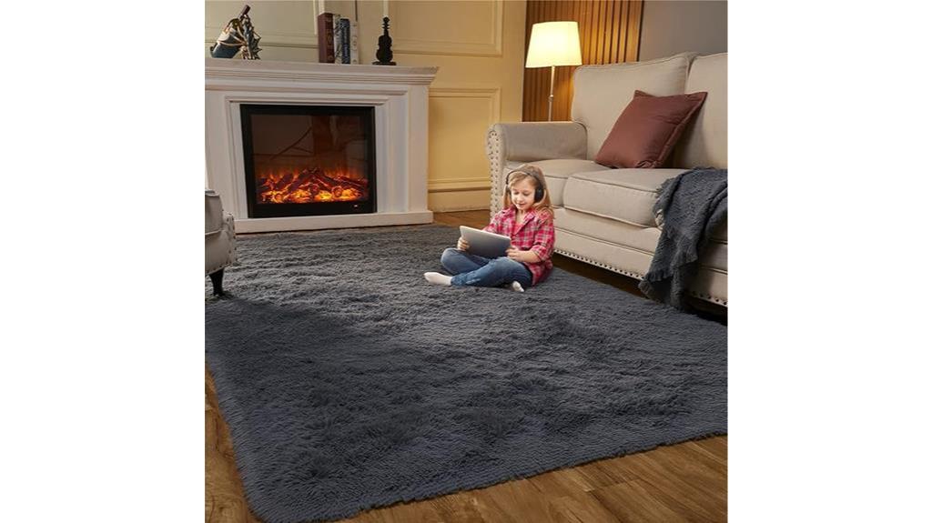 darkgray fluffy carpet 4ft x 6ft