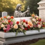 decorating a grave with care