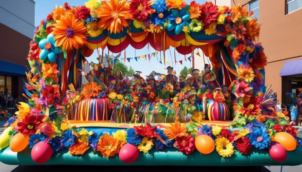 decorating a parade float